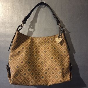 Designer Patterned Tan Shoulder Bag